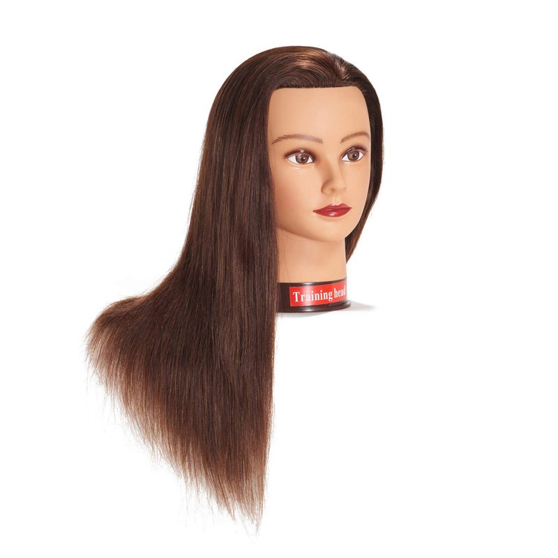 Headwinn Traininghead 20-22" Female 100% Human Hair Mannequin Head Hair Styling Training Head Cosmetology Manikin Head Doll Head for Hairdresser with Free Clamp (brown)ï¼ˆ14-16'' ï¼‰ - Image 4